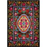 Çam Halı Gloria TD726 Siyah Karabağ Desen Dokuma Saçaklı Kilim