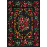 Çam Halı Gloria TD732 Siyah Karabağ Desen Dokuma Saçaklı Kilim