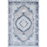 Çam Halı Miras 6801 Gri Mavi Klasik Eskitme Desenli Makine Halısı, Mavi, 80 x 150