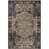 Çam Halı Naturel 1707 Siyah Sarı 100x200 cm Romans Halı Klasik Eskitme Desenli Makine Halısı