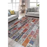 Çam Halı Siesta Patchwork 32-457 Etnik Eskitme Desenli Dokuma Tabanlı Yıkanabilir Şönil Salon ve Oda, Multi 24, 190 x 290