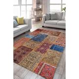 Çam Halı Siesta Patchwork 32-460 Etnik Eskitme Desenli Dokuma Tabanlı Yıkanabilir Şönil Salon ve Oda, Multi 5, 150 x 230