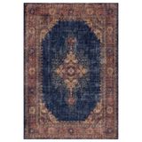 Çam Halı Siesta Vintage 32-030 Etnik Eskitme Desenli Dokuma Tabanlı Yıkanabilir Şönil Salon ve Oda H, Lacivert, 115 x 170