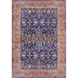 Çam Halı Siesta Vintage 32-041 Lacivert Etnik Eskitme Desenli Dokuma Tabanlı Yıkanabilir Şönil Salon ve Oda Halısı