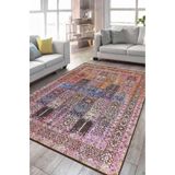 Çam Halı Siesta Vintage 32-156 Etnik Eskitme Desenli Dokuma Tabanlı Yıkanabilir Şönil Salon ve Oda H, Multi 2, 150 x 230