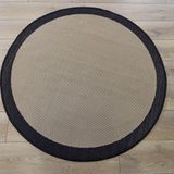 Çam Halı Sisal 9716 Bej Siyah Bordürlü Daire Jüt Sisal Kilim