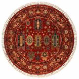 Çam Halı Sultani 807 Kırmızı Daire Yün ve Bambu ile Özel Tezgahlarda Üretilen Otantik Desenli El Emeği Modern Uşak Halısı