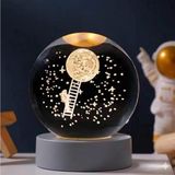 Cam Hologram LED Işıklı Küre, Sevgiliye ve Doğum Gününe Özel Hediyelik Dekoratif Kristal Küre, RGB Lamba (Astronot Ay)