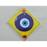 Cam Icı Sarı Dekor Plaka Kare Nazar Boncugu (11X11cm) Yapıstırmalı (Dekor Levha) Sarı Plaka