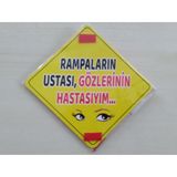 Cam Icı Sarı Dekor Plaka Kare Rampaların Ustası Gozlerın Hastası (11X11cm) Yapıstırmalı (Dekor Levha) Sarı Plaka