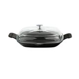 Cam Kapaklı Dökme Demir Izgara Tavası 26 x 26 cm Metal Saplı Lava