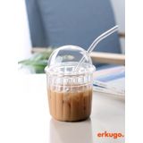 Cam Kapaklı Pipetli Borosilikat Sunum Bardağı, Isıya Dayanıklı Bardak, Kahve Bardağı (550 Ml) Icemocha