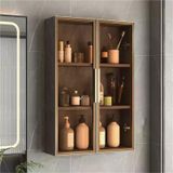 Cam kapılı duvar dolabı - Gri mutfak rafı için saklama organizatörü, oturma odası ve banyo için 60 x 14 x 75 cm