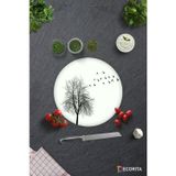 Cam Kesme Tahtası - Cam Kesme Tablası | Ağaç ve Kuş Desenli | Çap32cm
