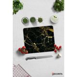 Cam Kesme Tahtası - Cam Kesme Tablası | Altın Detaylı Siyah Mermer | 29cm x 34cm