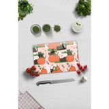 Cam Kesme Tahtası - Cam Kesme Tablası | Balkabağı ve Kedi | 20cm x 30cm