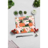 Cam Kesme Tahtası - Cam Kesme Tablası | Balkabağı ve Kedi | 29cm x 34cm