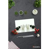 Cam Kesme Tahtası - Cam Kesme Tablası | Beyaz Orkide Siyah Oniks | 20cm x 30cm