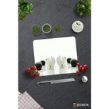 Cam Kesme Tahtası - Cam Kesme Tablası | Beyaz Orkide Siyah Oniks | 29cm x 34cm