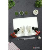 Cam Kesme Tahtası - Cam Kesme Tablası | Beyaz Orkide Siyah Oniks | 30cm x 40cm
