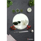Cam Kesme Tahtası - Cam Kesme Tablası | Beyaz Orkide Siyah Oniks | Çap32cm