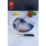 Cam Kesme Tahtası - Cam Kesme Tablası | Buzlu Cam - Ocean | Çap32cm