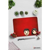 Cam Kesme Tahtası - Cam Kesme Tablası | Emoji Ailesi Kadın & Erkek | 30cm x 40cm
