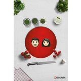 Cam Kesme Tahtası - Cam Kesme Tablası | Emoji Ailesi Kadın & Erkek | Çap32cm