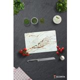 Cam Kesme Tahtası - Cam Kesme Tablası | Gold Detaylı Beyaz Mermer Görünümlü | 20cm x 30cm