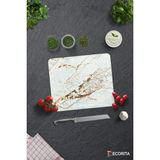 Cam Kesme Tahtası - Cam Kesme Tablası | Gold Detaylı Beyaz Mermer Görünümlü | 29cm x 34cm