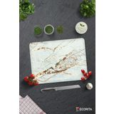 Cam Kesme Tahtası - Cam Kesme Tablası | Gold Detaylı Beyaz Mermer Görünümlü | 30cm x 40cm