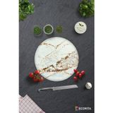 Cam Kesme Tahtası - Cam Kesme Tablası | Gold Detaylı Beyaz Mermer Görünümlü | Çap32cm
