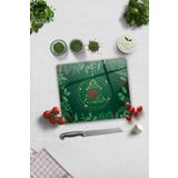 Cam Kesme Tahtası - Cam Kesme Tablası | Happy New Year - Yeşil | 29CM x 34CM