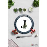 Cam Kesme Tahtası - Cam Kesme Tablası | Harfli Tasarım | J | Çap32cm