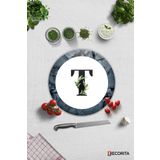 Cam Kesme Tahtası - Cam Kesme Tablası | Harfli Tasarım | T | Çap32cm