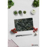 Cam Kesme Tahtası - Cam Kesme Tablası | Kahverengi Detaylı Siyah Mermer Görünümlü | 20cm x 30cm