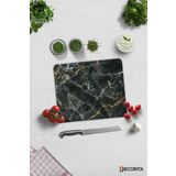 Cam Kesme Tahtası - Cam Kesme Tablası | Kahverengi Detaylı Siyah Mermer Görünümlü | 29cm x 34cm