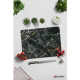 Cam Kesme Tahtası - Cam Kesme Tablası | Kahverengi Detaylı Siyah Mermer Görünümlü | 30cm x 40cm