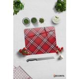 Cam Kesme Tahtası - Cam Kesme Tablası | Kırmızı-beyaz Ekose Desen | 29cm x 34cm