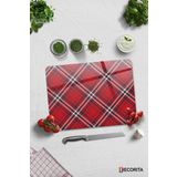 Cam Kesme Tahtası - Cam Kesme Tablası | Kırmızı-beyaz Ekose Desen | 30cm x 40cm