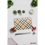 Cam Kesme Tahtası - Cam Kesme Tablası | Krem Ekose Desen | 20cm x 30cm