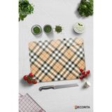 Cam Kesme Tahtası - Cam Kesme Tablası | Krem Ekose Desen | 30cm x 40cm