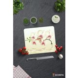 Cam Kesme Tahtası - Cam Kesme Tablası | Krem Orkide | 29cm x 34cm