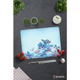 Cam Kesme Tahtası - Cam Kesme Tablası | Mavi Çiçek ve Kelebek Desenli | 30cm x 40cm