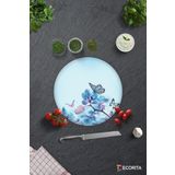 Cam Kesme Tahtası - Cam Kesme Tablası | Mavi Çiçek ve Kelebek Desenli | Çap32cm