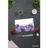 Cam Kesme Tahtası - Cam Kesme Tablası | Mor Çiçek Desenli | 20cm x 30cm