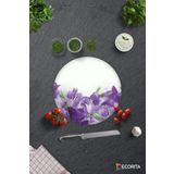Cam Kesme Tahtası - Cam Kesme Tablası | Mor Çiçek Desenli | Çap32cm