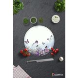 Cam Kesme Tahtası - Cam Kesme Tablası | Mor Çiçek ve Kelebekler | Çap32cm