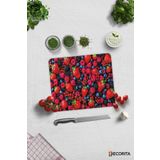 Cam Kesme Tahtası - Cam Kesme Tablası | Mor ve Kırmızı Meyveler | 29cm x 34cm