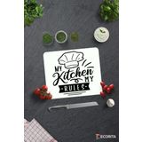 Cam Kesme Tahtası - Cam Kesme Tablası | My Kitchen My Rules | Beyaz Fon | 29cm x 34cm